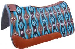 Showman 31" X 32" Teal and Brown Southwest Printed Solid Felt Saddle Pad